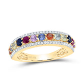 1/4CTW-DIA CN 1 CTW RD-NAT GEM MULTI CLR SAPPHIRE RING